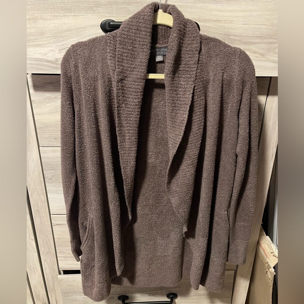 Barefoot Dreams Cozy Chic Lite Circle Brown Cardigan Lounge Sweater Womens XS/S
